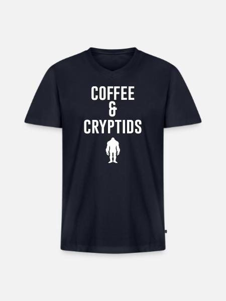 Coffee And Cryptids - Men's Premium Organic V-Neck T-Shirt - navy