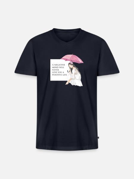 Girl in umbrella - Men's Premium Organic V-Neck T-Shirt - navy