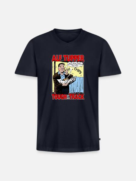 Alf Tupper Tough of the Track Comic Fish & Chips - Men's Premium Organic V-Neck T-Shirt - navy
