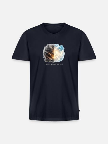 Fire and Sky Dichotomy - Men's Premium Organic V-Neck T-Shirt - navy
