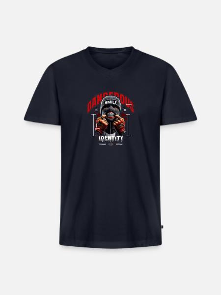 Grave Smile - Men's Premium Organic V-Neck T-Shirt - navy
