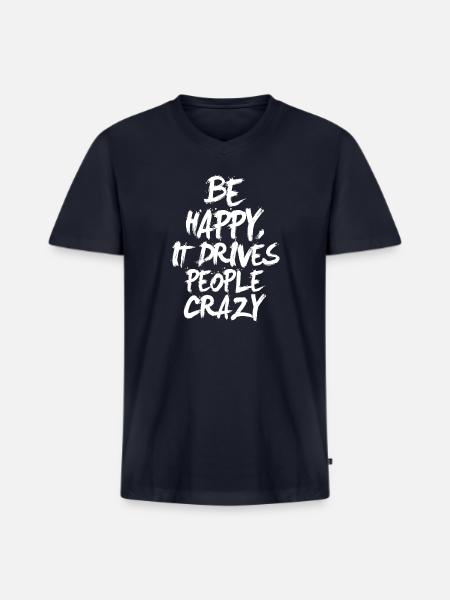 Be Happy (dark) - Men's Premium Organic V-Neck T-Shirt - navy