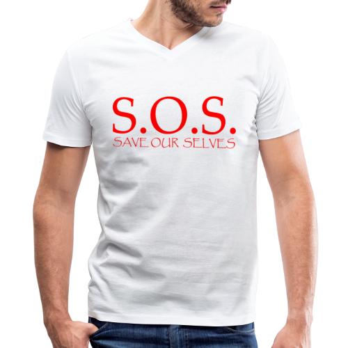 sos no emotion red - Men's V-Neck T-Shirt by Canvas