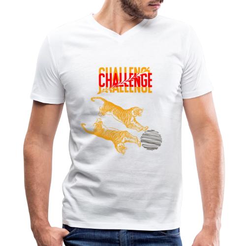 Double tiger fashion, jungle feline animals. - Men's V-Neck T-Shirt by Bella + Canvas