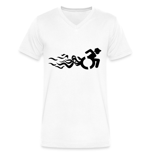 Wheelchair user with flames, disability - Men's V-Neck T-Shirt by Canvas