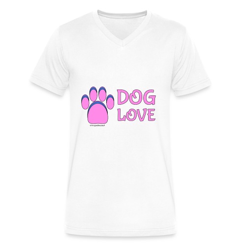 Pink Dog paw print Dog Love - Men's V-Neck T-Shirt by Canvas