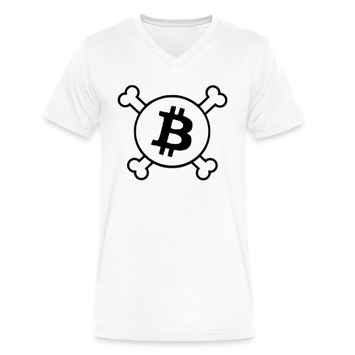 btc pirateflag jolly roger bitcoin pirate flag - Men's V-Neck T-Shirt by Canvas