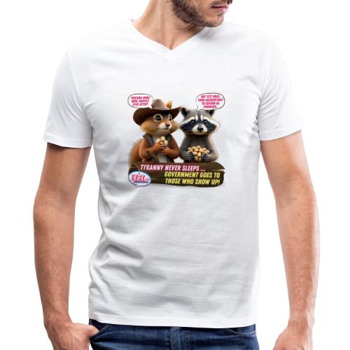 Freedom Squirrel and Raccoon - Men's Premium Organic V-Neck T-Shirt