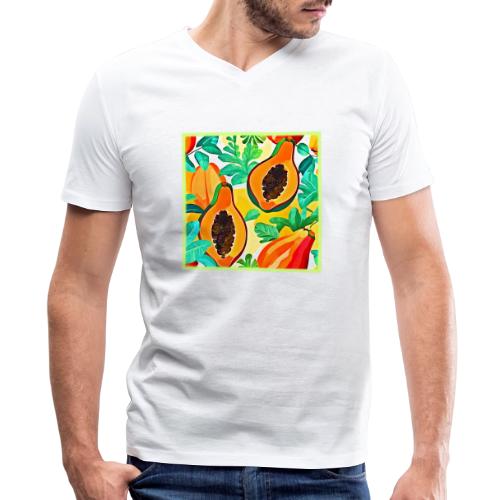 Tropical Papaya Pop Art - Men's Premium Organic V-Neck T-Shirt