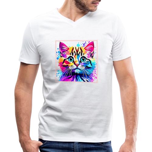 Vivid Kitty Vibes Design - Men's Premium Organic V-Neck T-Shirt
