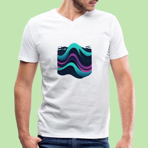 Abstract Wavy Ocean Pattern - Men's V-Neck T-Shirt by Bella + Canvas