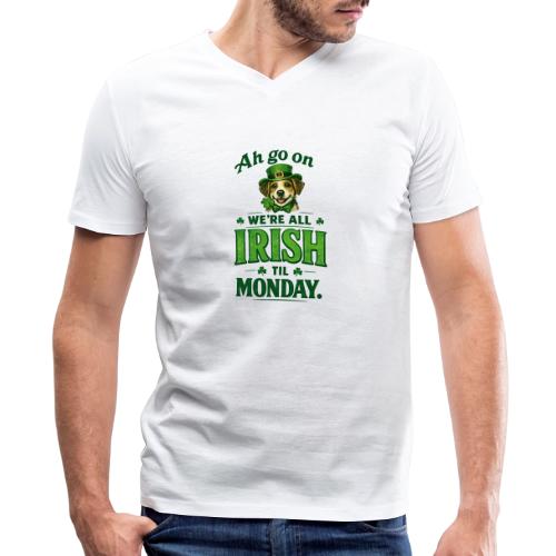 St. Patrick’s Day Dog T-Shirt – We’re All Irish - Men's V-Neck T-Shirt by Bella + Canvas
