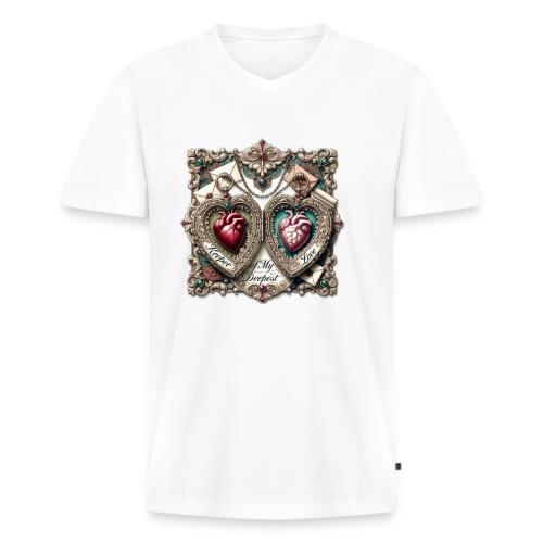 Keeper of My Deepest Love Victorian Locket T-Shirt - Men's Premium Organic V-Neck T-Shirt