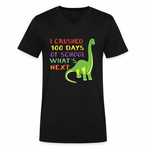 100 Days of School Dinosaur 100th Day Student Kids - Men's V-Neck T-Shirt by Canvas