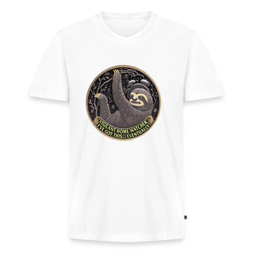 Sloth Home Watcher T Shirt - Men's Premium Organic V-Neck T-Shirt