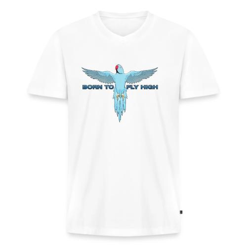 Blue Born To Fly High PNG Logo - Men's Premium Organic V-Neck T-Shirt
