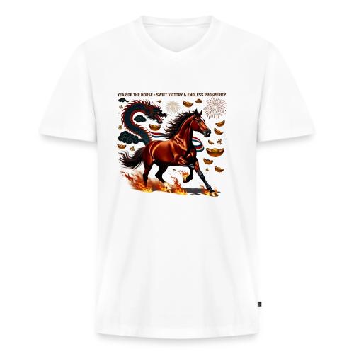 Year of the Horse Victory T Shirt, Lunar New Year - Men's Premium Organic V-Neck T-Shirt