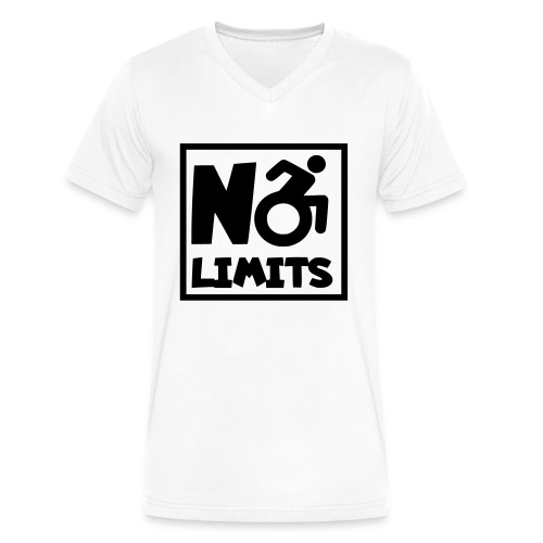 No limits for this wheelchair user. Humor shirt - Men's V-Neck T-Shirt by Canvas