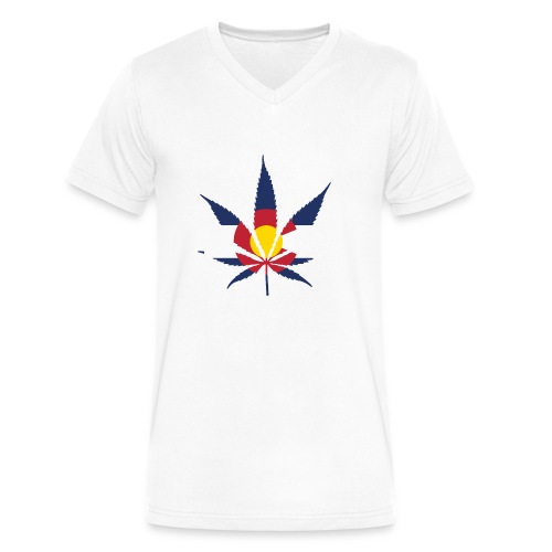 Colorado Pot Leaf Flag - Men's V-Neck T-Shirt by Canvas