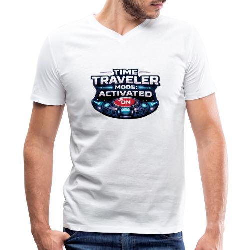 Time Traveler Mode – Futuristic Neon Sci-Fi Tee - Men's V-Neck T-Shirt by Bella + Canvas