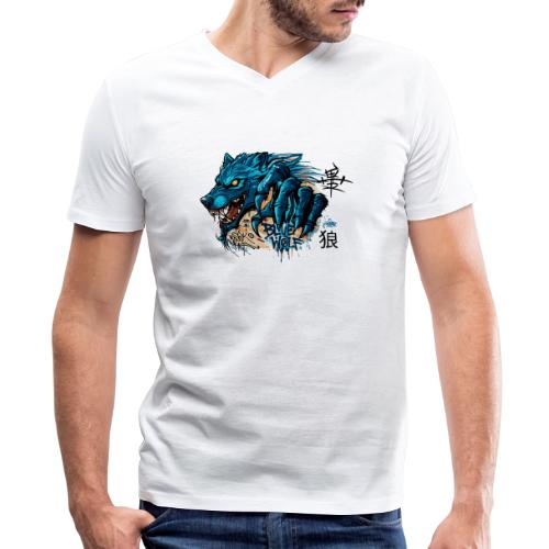 Blue Wolf Graffiti Street Art - Men's V-Neck T-Shirt by Bella + Canvas