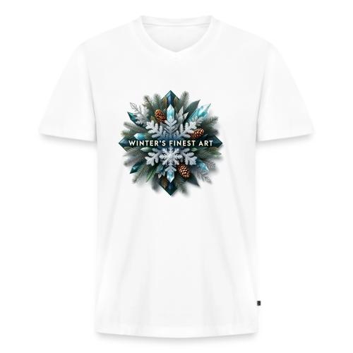 Intricate Frozen Evergreen T-Shirt - Men's Premium Organic V-Neck T-Shirt