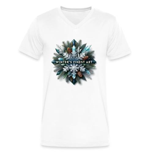 Intricate Frozen Evergreen T-Shirt - Men's V-Neck T-Shirt by Bella + Canvas