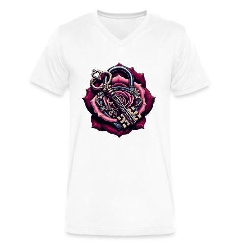 You Hold the Key to My Heart Rose Lock T-Shirt - Men's V-Neck T-Shirt by Bella + Canvas