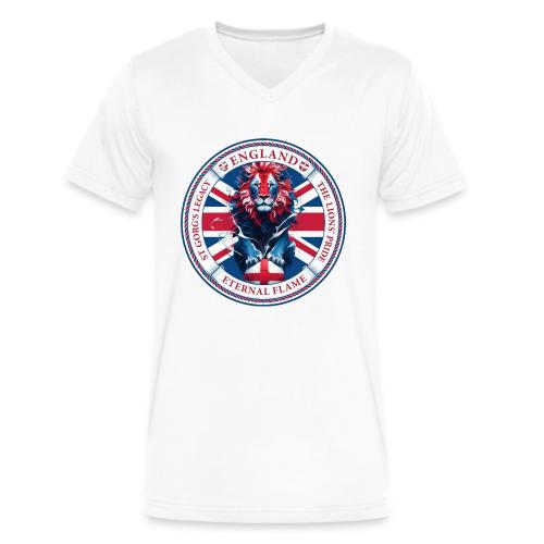 England Lion Emblem T Shirt, Flag Pride Gift - Men's V-Neck T-Shirt by Bella + Canvas