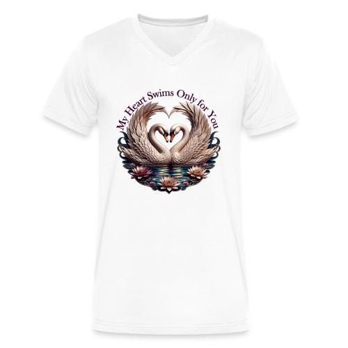 My Heart Swims Only for You Swan Heart T-Shirt - Men's V-Neck T-Shirt by Bella + Canvas