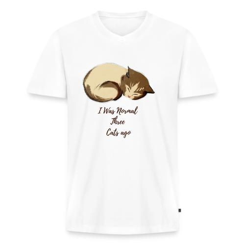 I Was Normal Three Cats Ago Funny Cat T-Shirt - Men's Premium Organic V-Neck T-Shirt