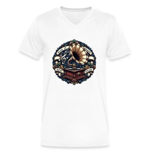 Ornate Phonograph T-Shirt - Men's V-Neck T-Shirt by Bella + Canvas