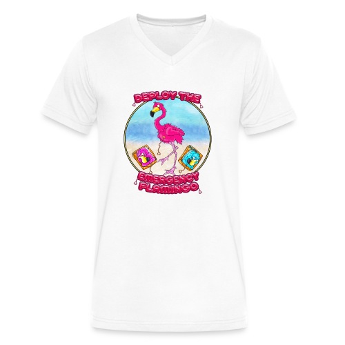 Emergency Flamingo - Men's V-Neck T-Shirt by Canvas