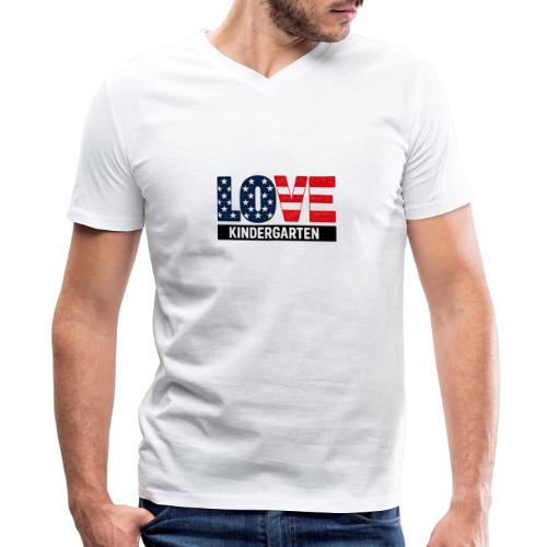 Love Kindergarten Patriotic Graduation - Men's V-Neck T-Shirt by Bella + Canvas
