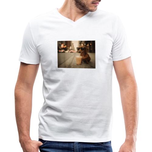 Funny Dachshund Iced Coffee Lover Tee - Men's V-Neck T-Shirt by Bella + Canvas