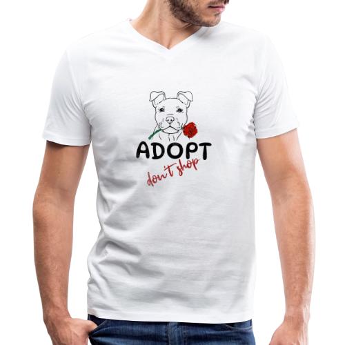 Retro Adopt Dont Shop Cute Puppy Rose Tee - Men's V-Neck T-Shirt by Bella + Canvas