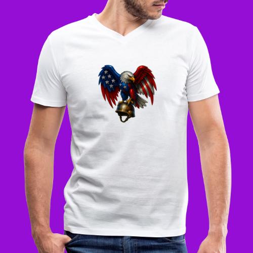 American Flag Bald Eagle - Helmet - Men's V-Neck T-Shirt by Bella + Canvas