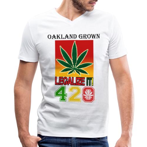 Screaming 420 Oakland Grown Weed Marijuana Design - Men's V-Neck T-Shirt by Bella + Canvas