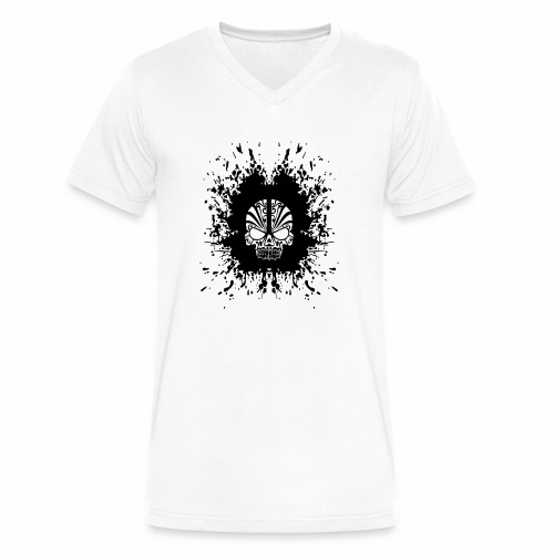 Demon Skull Tribal Tattoo Dot Skull Gift Ideas - Men's V-Neck T-Shirt by Canvas