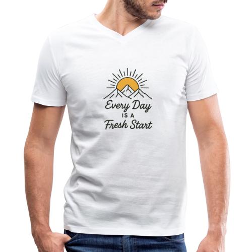 Inspirational Mountain Sunrise Motif - Men's V-Neck T-Shirt by Bella + Canvas