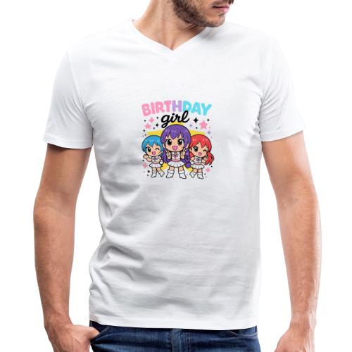 Cute Chibi Birthday Idol Girls - Men's V-Neck T-Shirt by Bella + Canvas