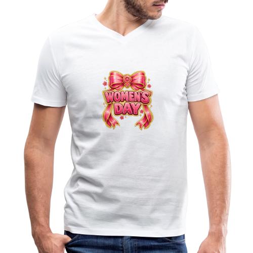 Cute Pink Bow Women’s Day Feminist Symbol - Men's Premium Organic V-Neck T-Shirt