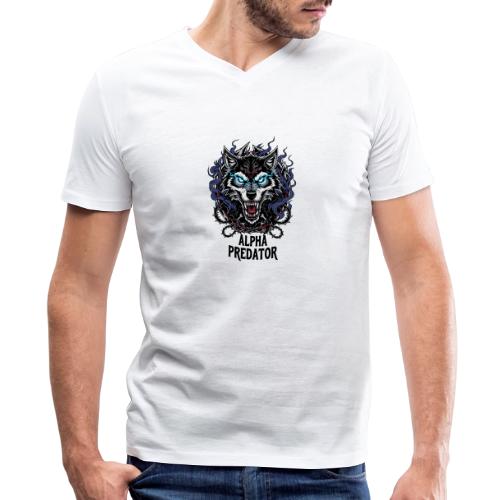 Alpha Predator Wolf Fierce Neon Eyes - Men's V-Neck T-Shirt by Bella + Canvas