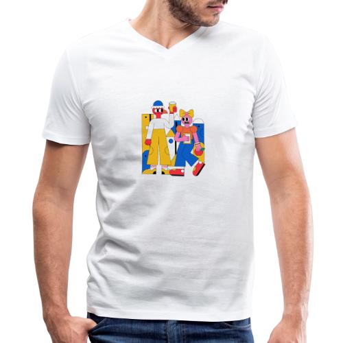 Bold Geometric Duo Pop Art - Men's Premium Organic V-Neck T-Shirt