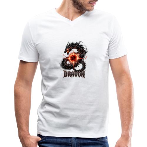 Dravon Fire Dragon Dark Fantasy Graphic T-Shirt - Men's Premium Organic V-Neck T-Shirt