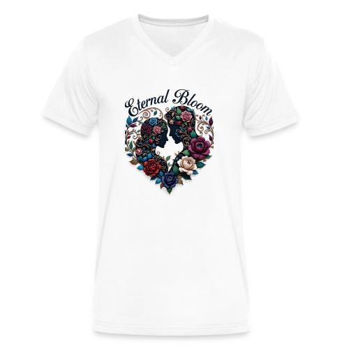 Eternal Bloom Embrace T-Shirt - Men's V-Neck T-Shirt by Bella + Canvas