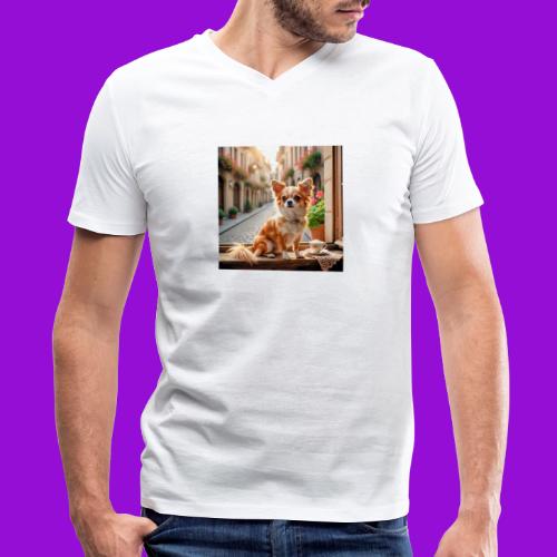 Morning coffee Chihuahua - Men's V-Neck T-Shirt by Bella + Canvas