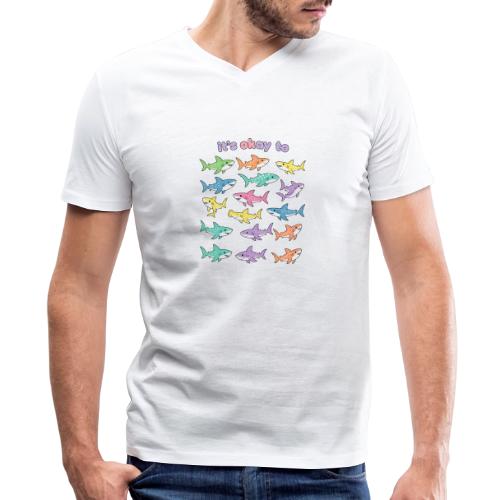 It’s Okay To – Cute Pastel Shark - Men's V-Neck T-Shirt by Bella + Canvas