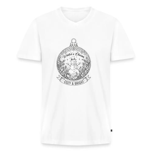 Festive Snowman T-Shirt - Men's Premium Organic V-Neck T-Shirt