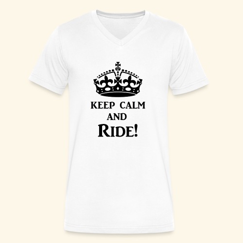 keep calm ride blk - Men's V-Neck T-Shirt by Canvas
